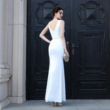 Zanala Formal V-Neck Embellished Slit Dress