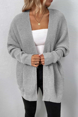 Waffle Knit One-Button Dolman Sleeve Cardigan