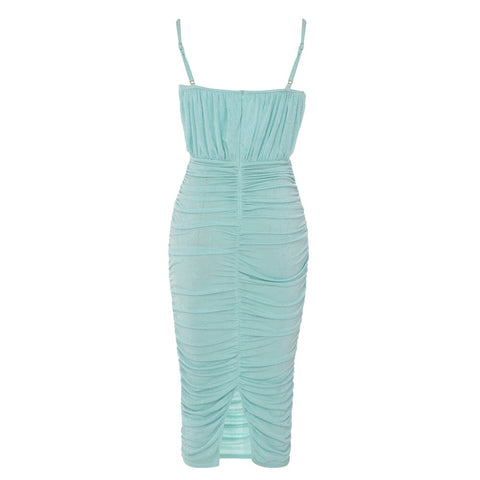 Strapy Waist-Tightening Corset Dress in Mint Green