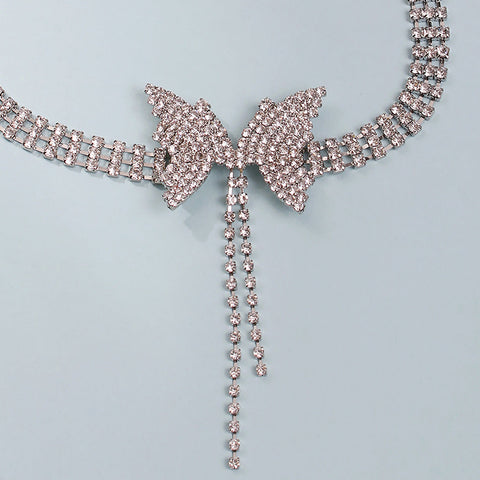 Silver Diamond Butterfly Choker