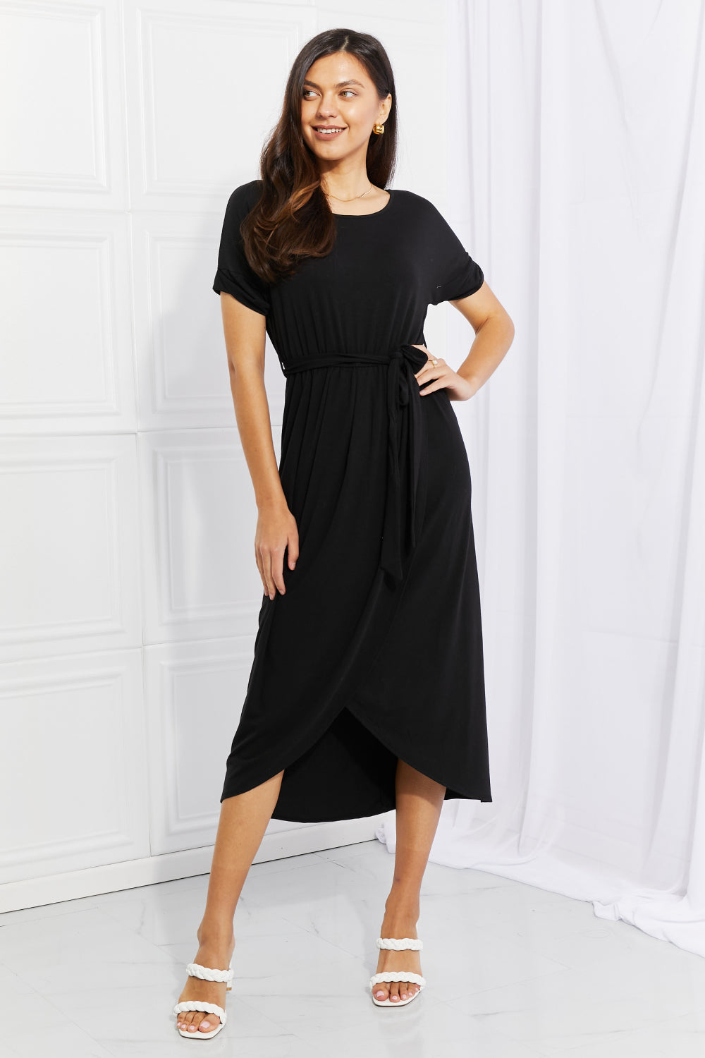 Full Size Right Here Tulip Hem Dress