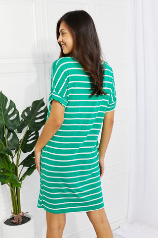 Springtime Sunshine Full Size Striped T-Shirt Dress