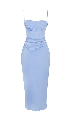 Sky Draped Corset Midi Dress