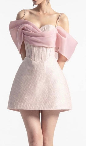 Mini-robe corset à bretelles en rose