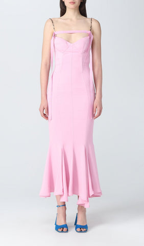 Strapy Slim Maxi Dress in Pink