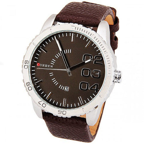 Watch with Leather Band (Brown 5.2cm Dial)