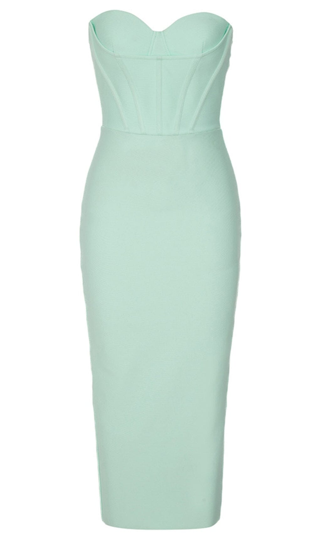 Strapless Corset Midi Dress in Seafoam Green