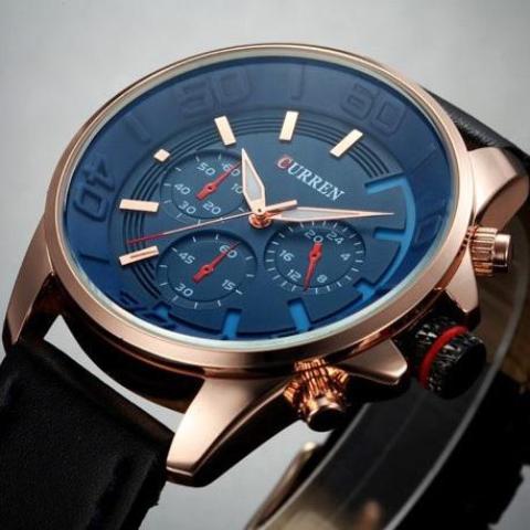 Montre chronographe à cadran bleu (cadran bleu 4,4 cm)