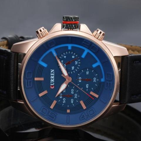 Montre chronographe à cadran bleu (cadran bleu 4,4 cm)