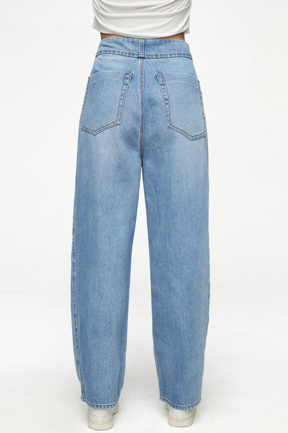 Button-Fly Wide Leg Jeans