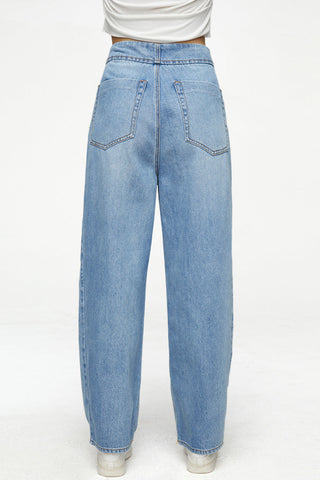 Button-Fly Wide Leg Jeans