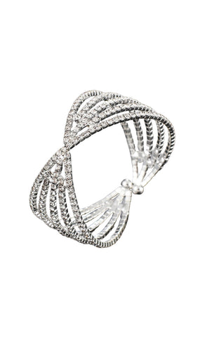 Bracelet manchette en argent et diamants