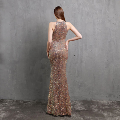 Ella halterneck sequined formal dress