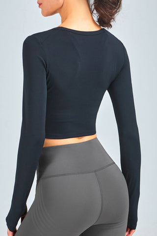 Breathable Cropped Long Sleeve Sports Top