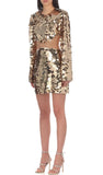 Sparkling Long Sleeve Mini Dress in Gold