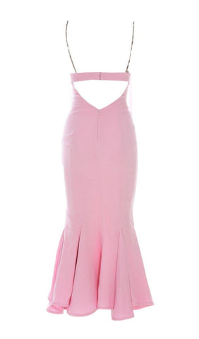 Strapy Slim Maxi Dress in Pink