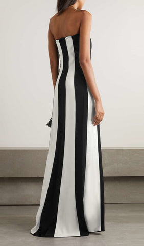 Strapless Striped Maxi Dress