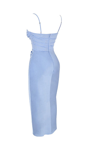 Sky Draped Corset Midi Dress