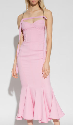 Strapy Slim Maxi Dress in Pink