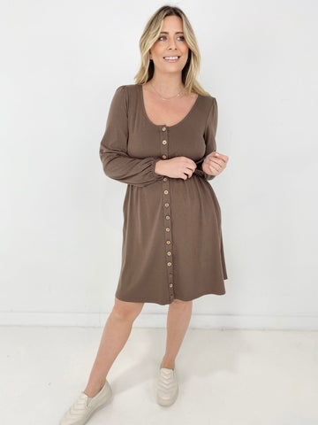 New Colors! Button Up Long Sleeve Dress