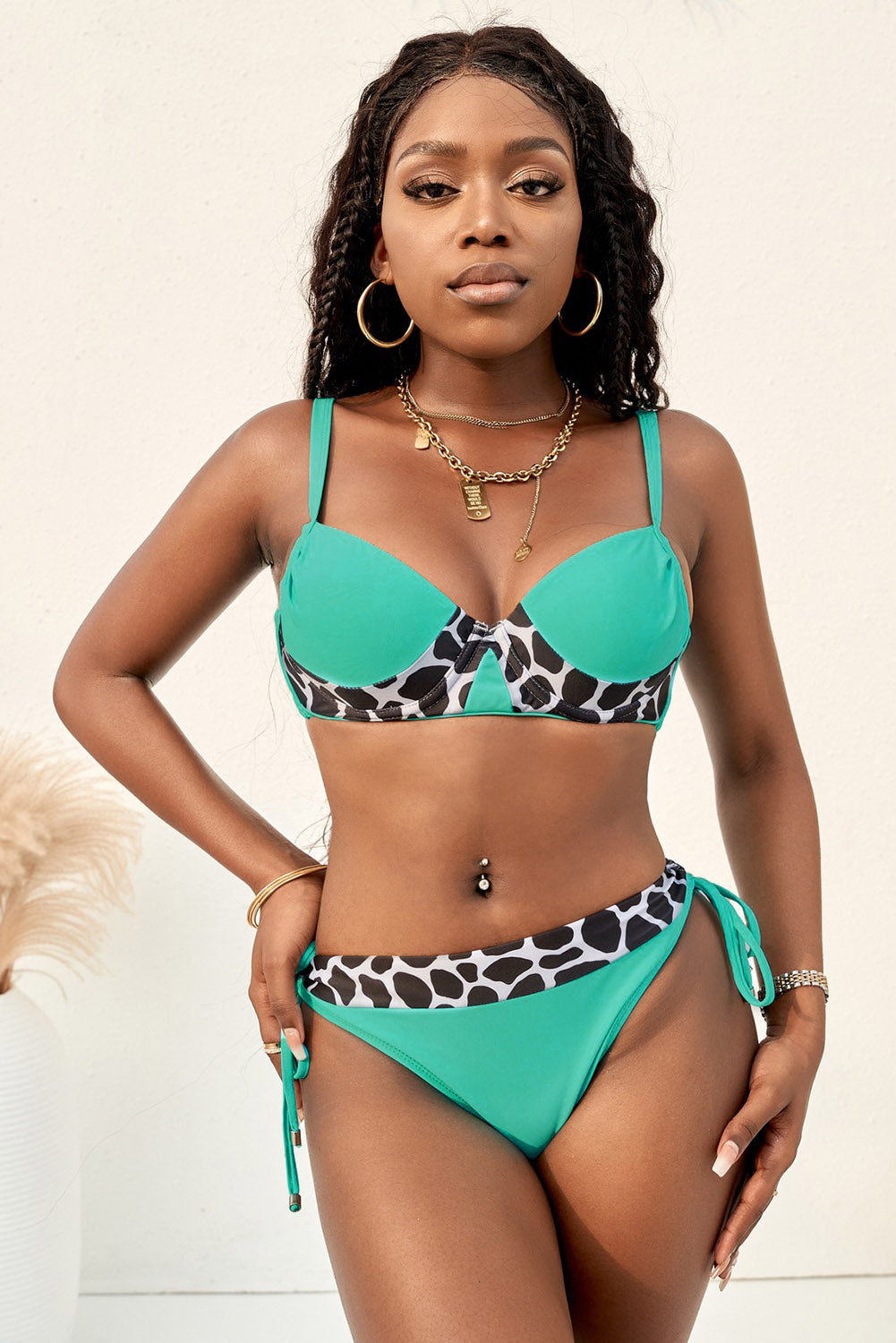 Ensemble de bikini à bordure léopard