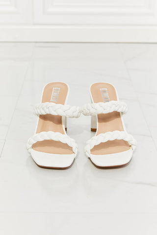 In Love Double Braided Block Heel Sandal in White