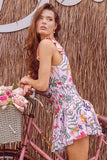 Floral Vintage One Piece Swimsuit with Skirt