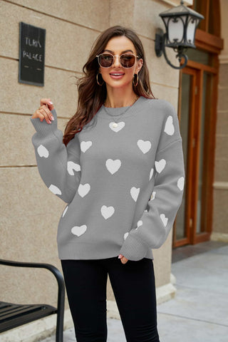 Pull à manches lanternes et motif coeur