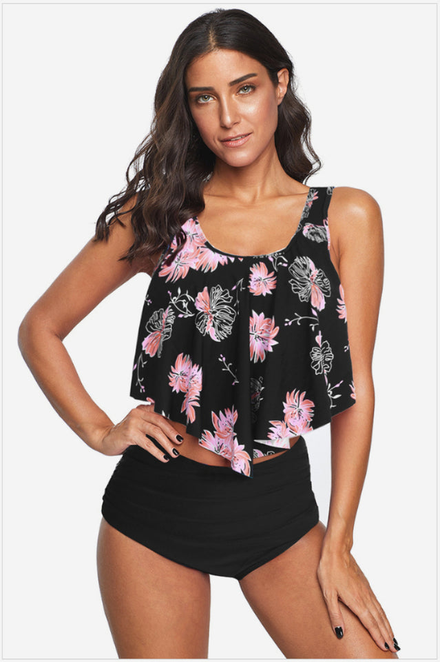 Tankinis mit hoher Taille und Rüschen