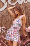 Floral Vintage One Piece Swimsuit with Skirt