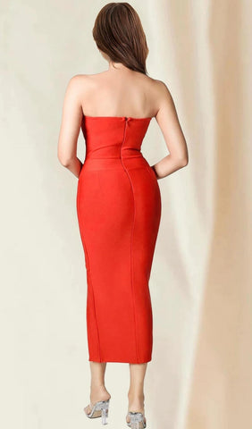 Red Midi Bandage Midi Dress