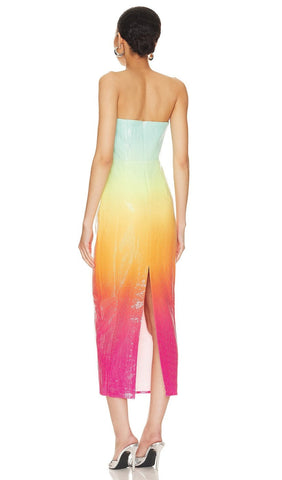 Strapless Sequin Ombre Maxi Dress in Multi-Color