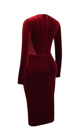 Wine Velvet Corset Dress