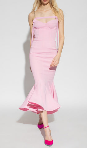 Strapy Slim Maxi Dress in Pink