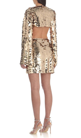 Funkelndes Langarm-Minikleid in Gold