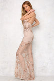 Deep V-Neck Glitter Beach Sequin Lace Dress