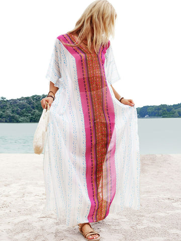 Bohemian V-Neck Slit Maxi Dress