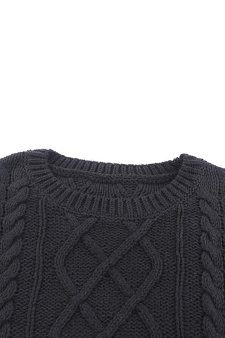 Striped Round Neck Mixed Knit Sweater