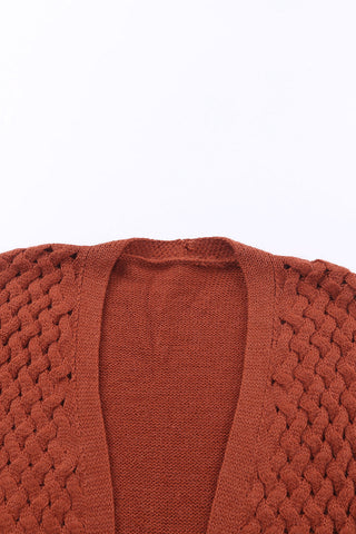 Woven Open Front Longline Cardigan with Pockets