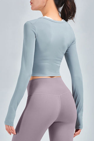 Breathable Cropped Long Sleeve Sports Top