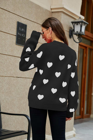 Pull à manches lanternes et motif coeur