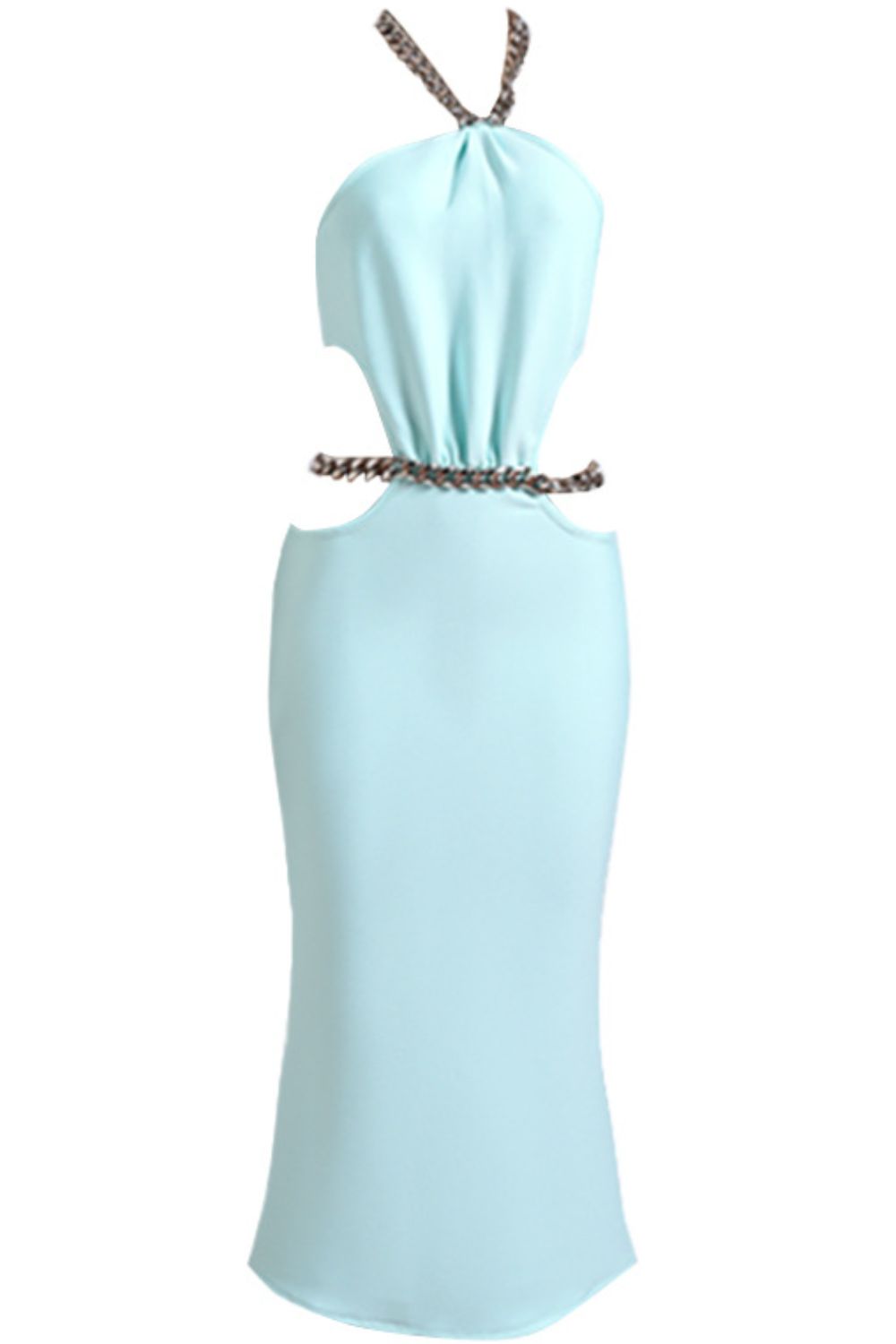 Mini-Bodycon-Kleid mit breiter Kette, Neckholder und Cut-Outs