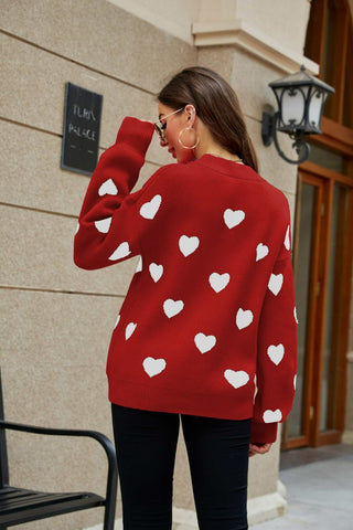 Pull à manches lanternes et motif coeur