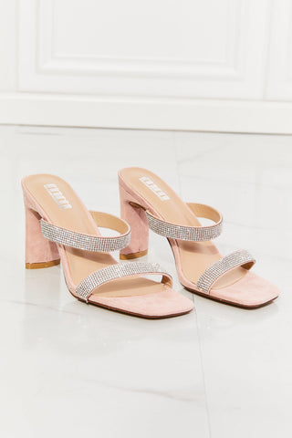 Leave A Little Sparkle Rhinestone Block Heel Sandal in Pink