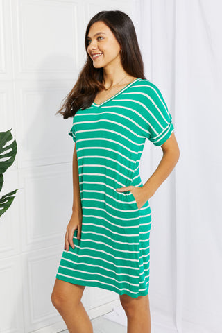 Springtime Sunshine Full Size Striped T-Shirt Dress