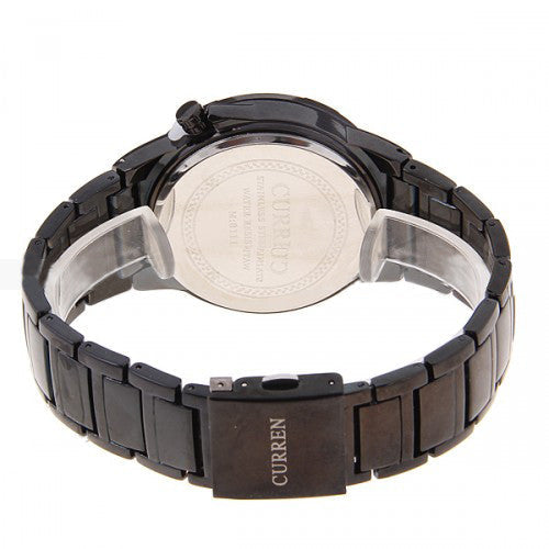 Montre de loisirs étanche en acier inoxydable noir (cadran noir de 4,4 cm) - Bleu