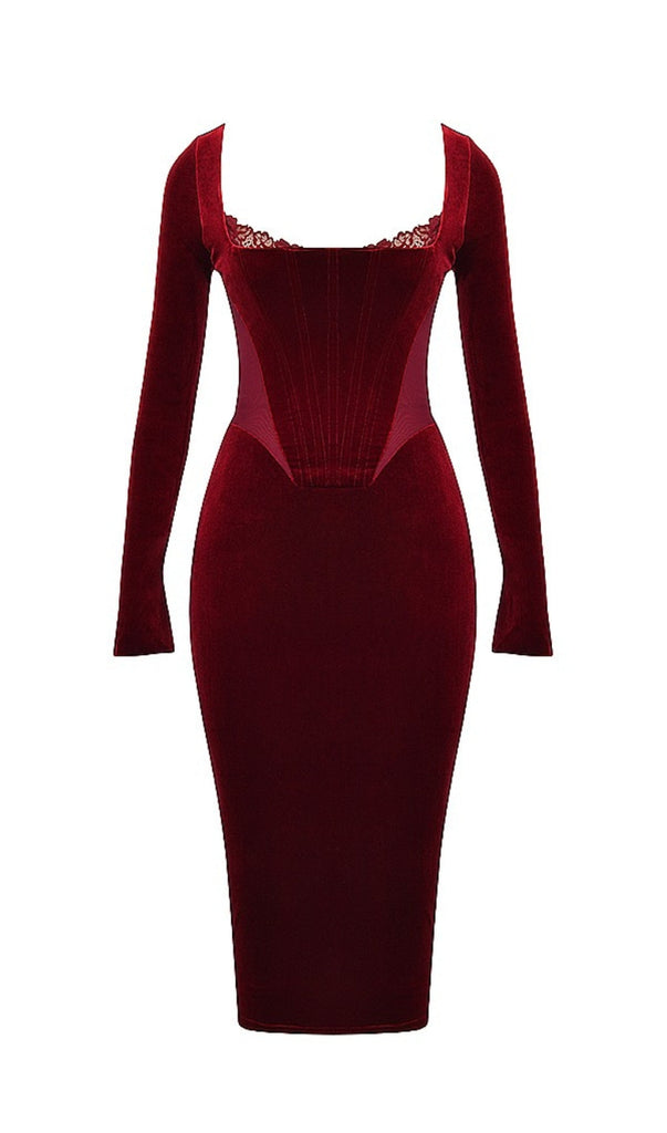 Wine Velvet Corset Dress