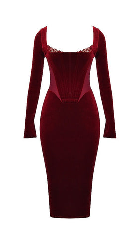 Wine Velvet Corset Dress