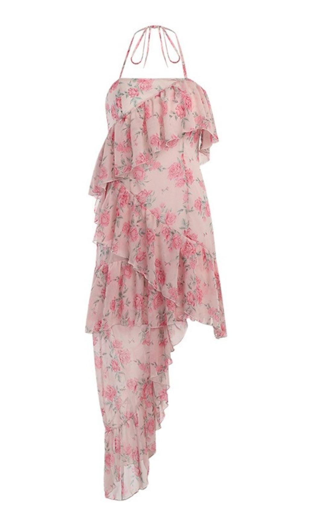 Mini-robe en jacquard sans manches en rose