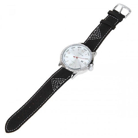 Watch with Leather Band (Polished Metal 5.3cm Dial)